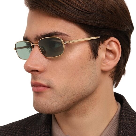 Gucci Women Sunglasses Gold Green Rectangle GG1457S 005 BRAND NEW main image 7